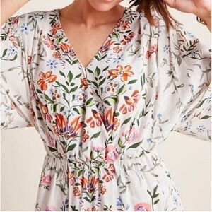 LAIA Floral Lace Hem Midi Dress V-Neck Kimono Sleeve Size 8